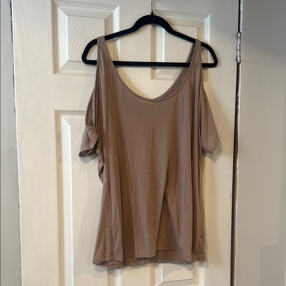 Women's Tan Cold Shoulder Top